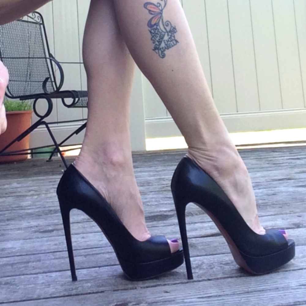 ALAIA BLACK LEATHER OPEN TOE STILETTO HEEL PUMPS, 41